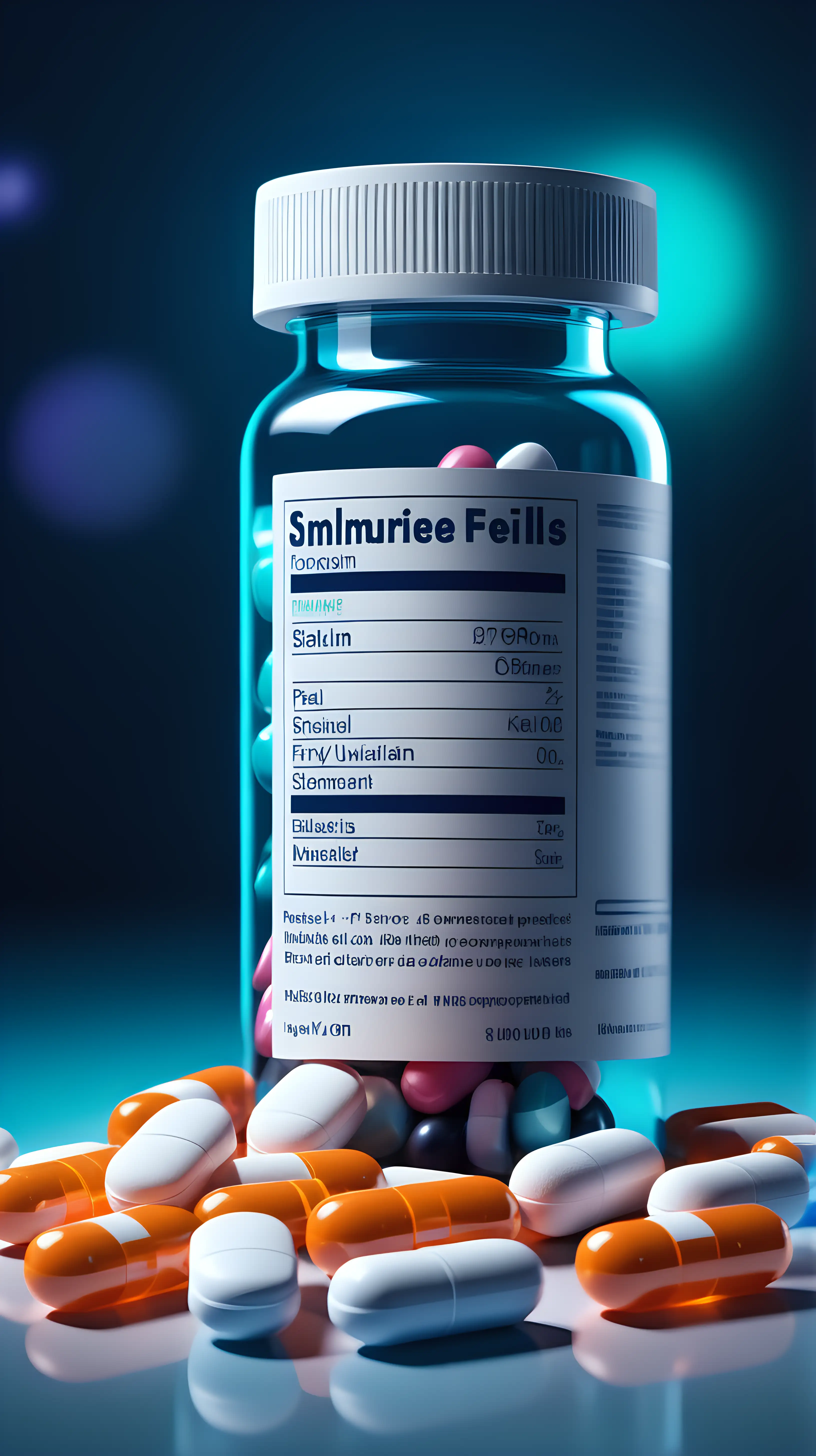 Immersive Medicine Trivia Pill Bottle Label and Texture in Soft Lighting