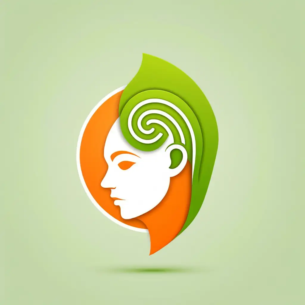 simple vector logo of a savvy tech company named "mind clean", orange and lime green