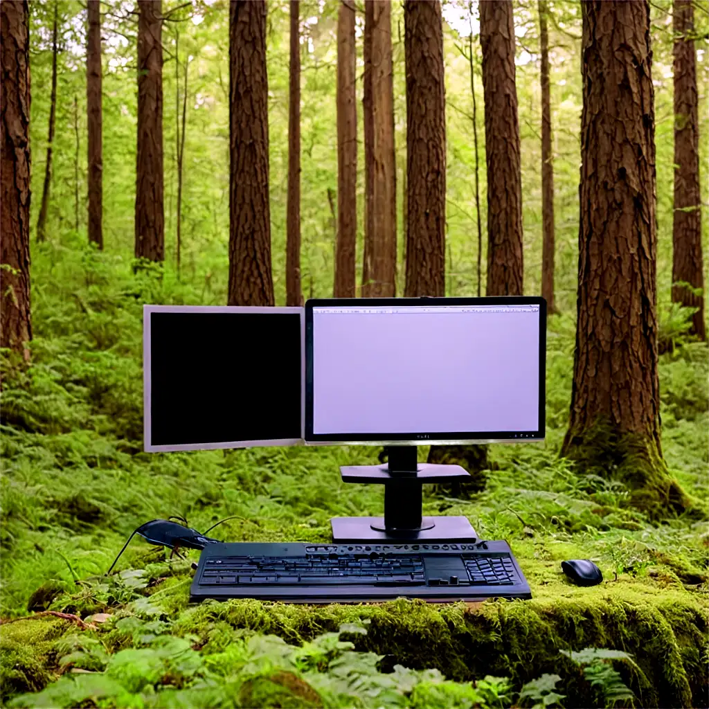 Enigmatic-Computer-in-the-Forest-Captivating-PNG-Image-for-Surreal-Nature-Scenes