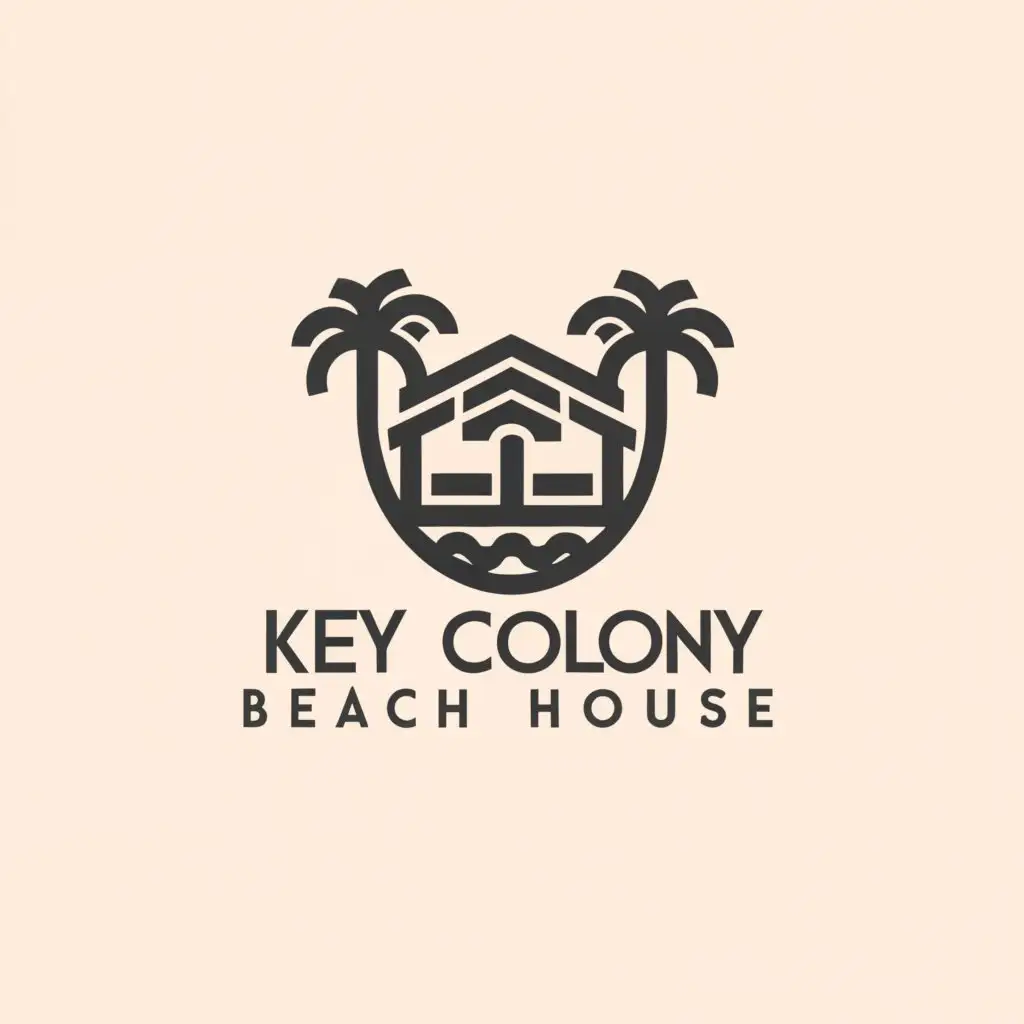 a logo design,with the text "Key Colony Beach House", main symbol:vacation home palm trees,Minimalistic,be used in Travel industry,clear background