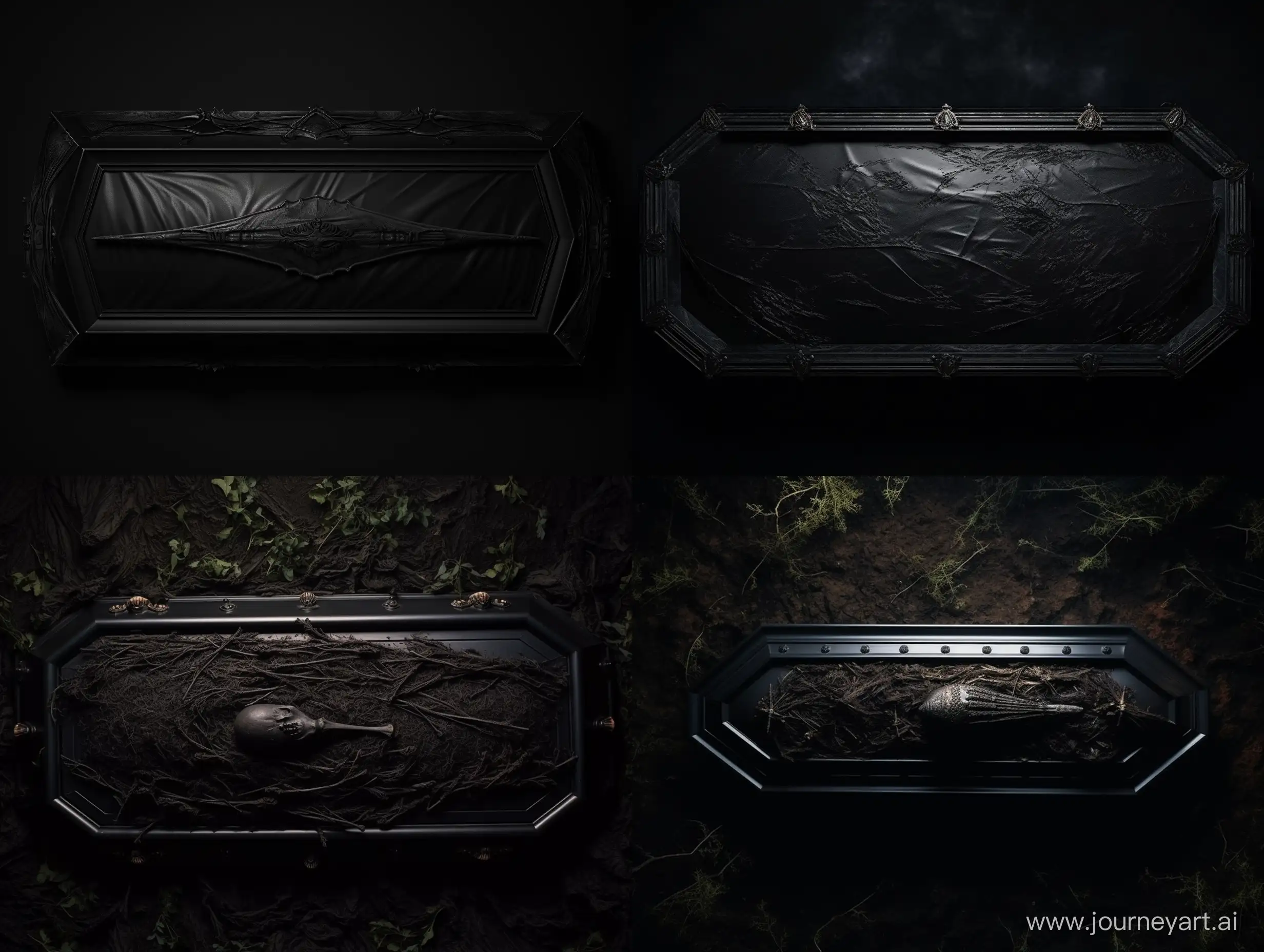 Elegantly-Crafted-Black-Granite-Coffin-under-Starlit-Night