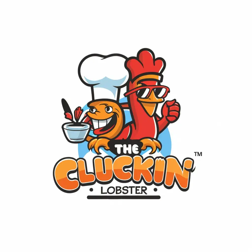 a logo design,with the text "The cluckin Lobster", main symbol:cartoon chicken and lobster,Moderate,be used in Restaurant industry,clear background