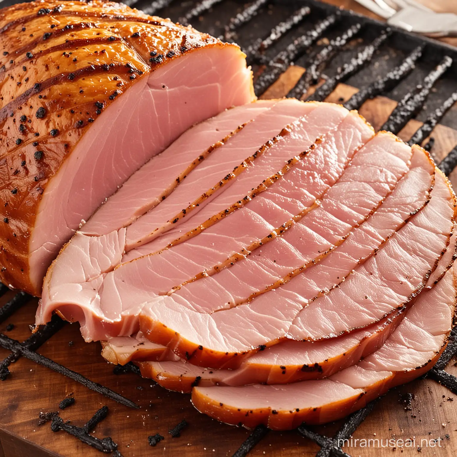 Delicious Grilled Ham Sizzling on a Summer Barbecue