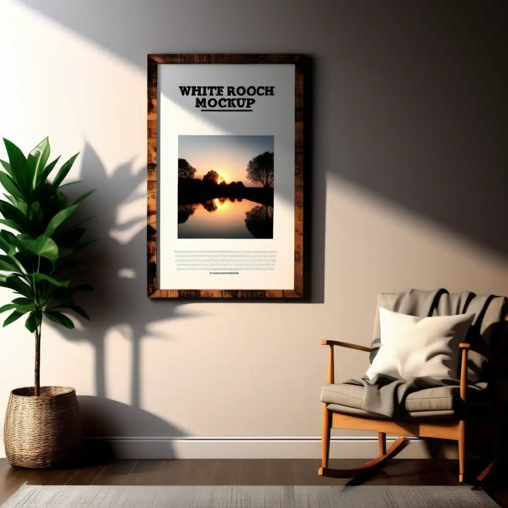 Cozy Farmhouse Living Room Wooden Poster Mockup