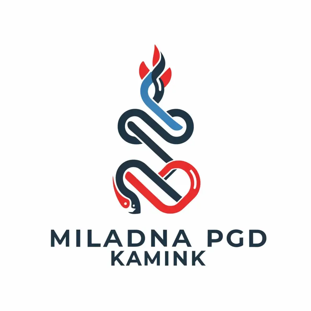 a logo design,with the text 'Mladina PGD Kamnik', main symbol:snake fire water,complex,be used in Nonprofit industry,clear background red and blue colours