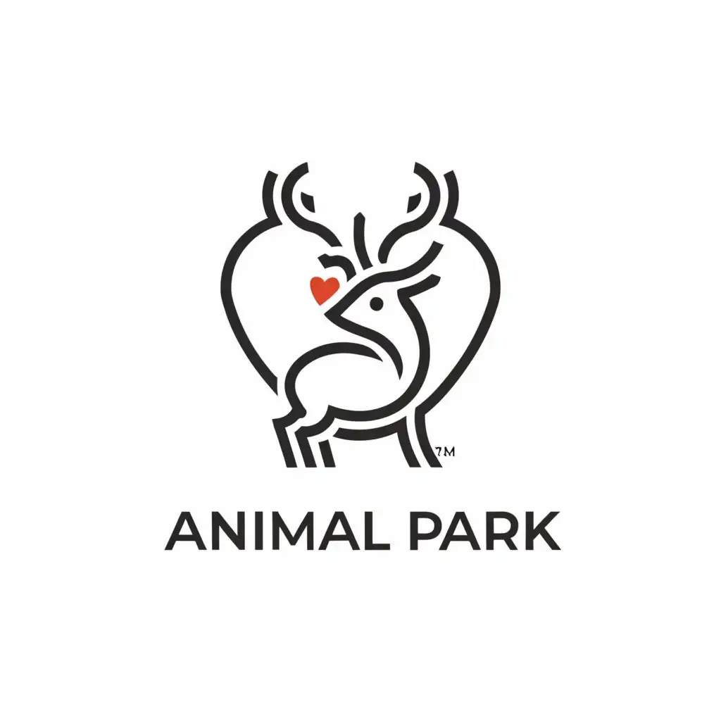 a logo design,with the text 'Animal Park', main symbol:create a minimalistic friendly logo for a zoo with an image of a roe deer and a heart, in line style,Moderate,be used in Animals Pets industry,clear background