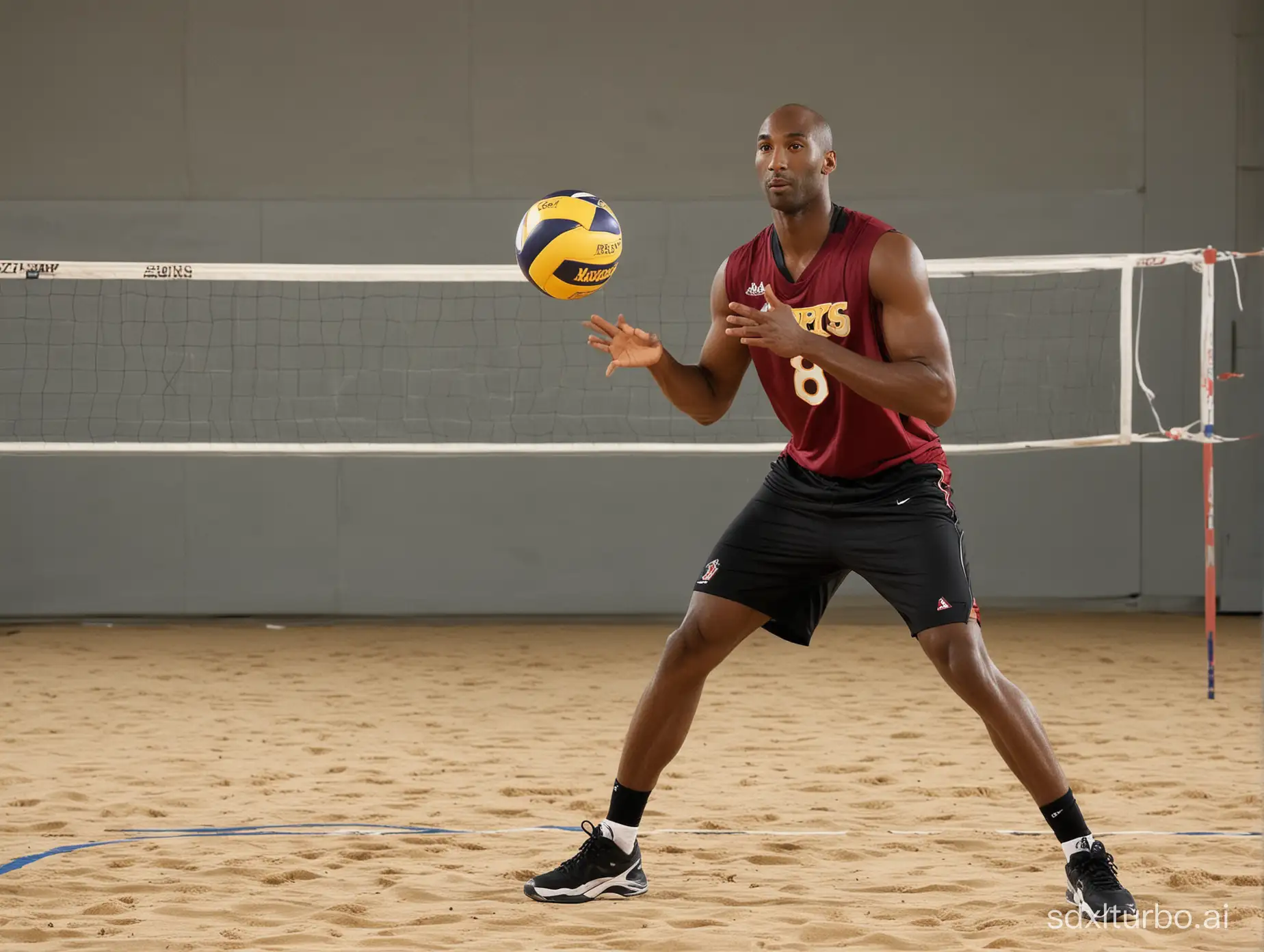 Kobe plays volleyball