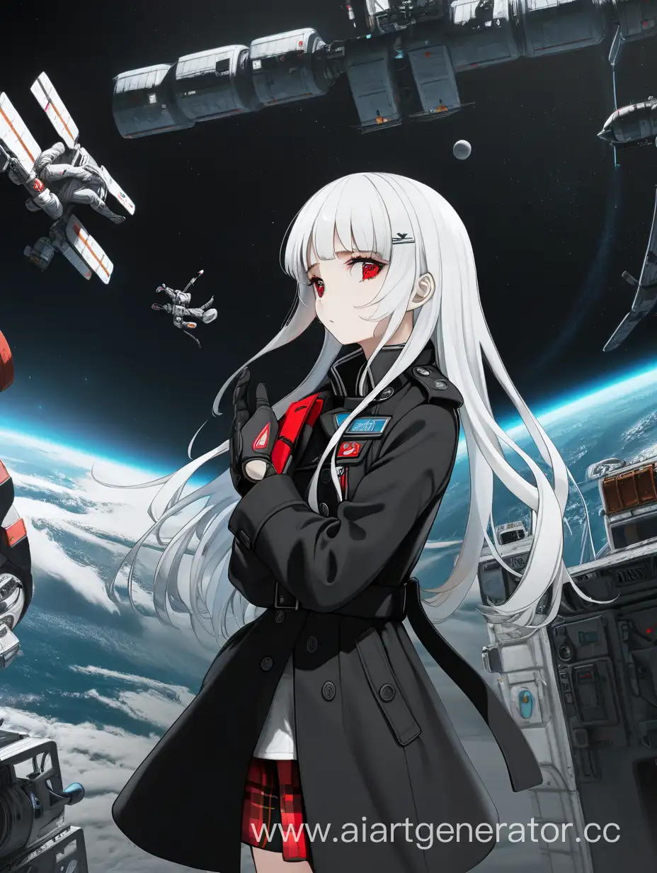 Slender-WhiteHaired-Girl-in-Black-Trench-Coat-Crying-in-a-Space-Station