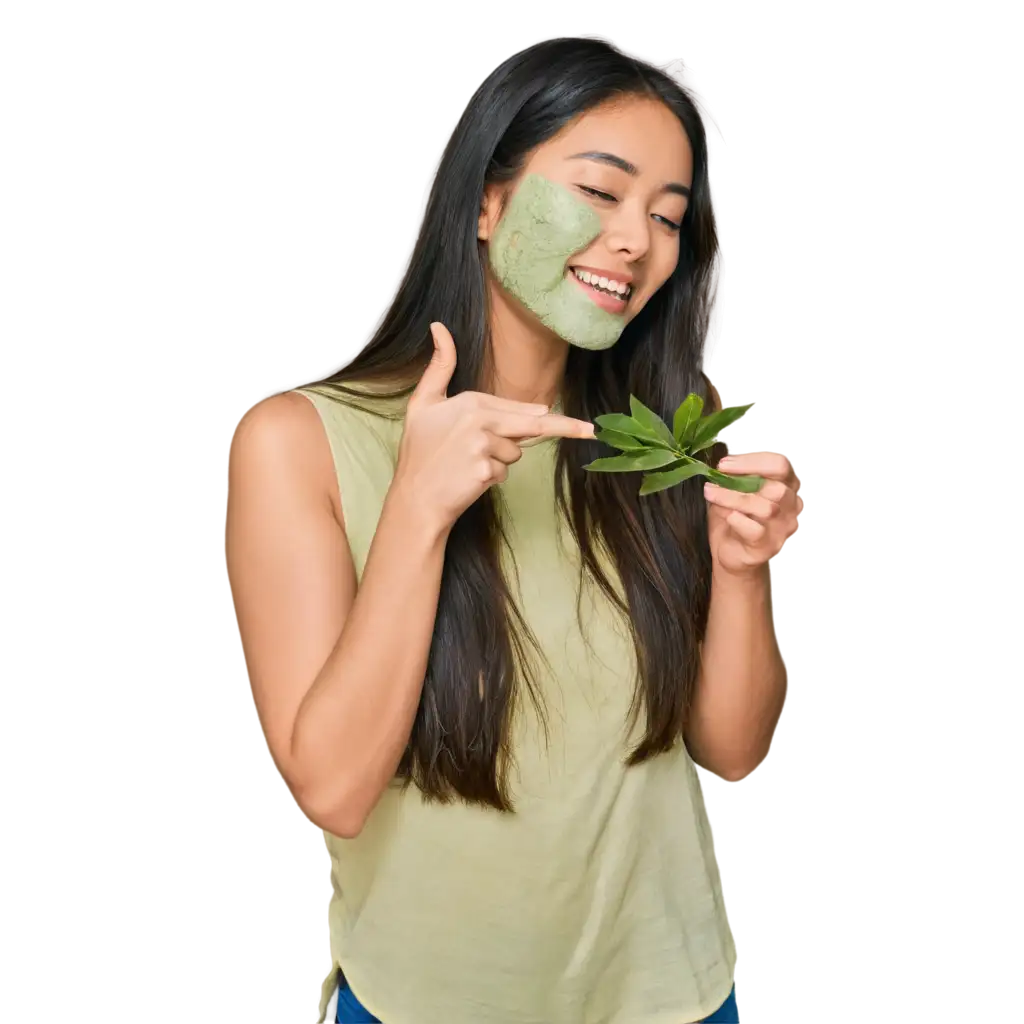 Experience the beauty of natural skincare with Neem Powder! Share a captivating image of an Asian lady gently applying Neem Powder on her face,