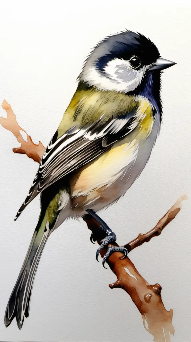 Generate as true to life as possible a Cinereous
 tit
bird in watercolor