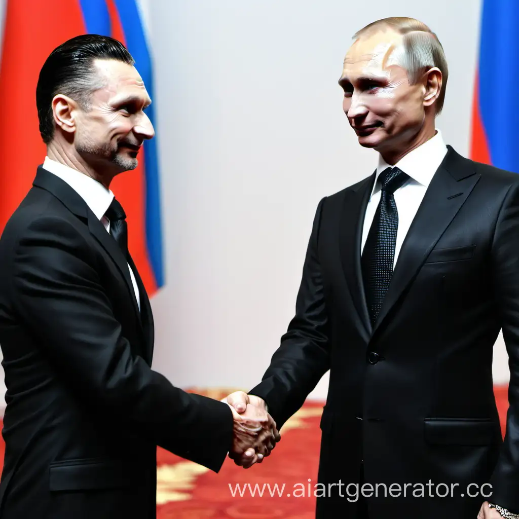 Dave Gahan shakes Vladimir Putin hand