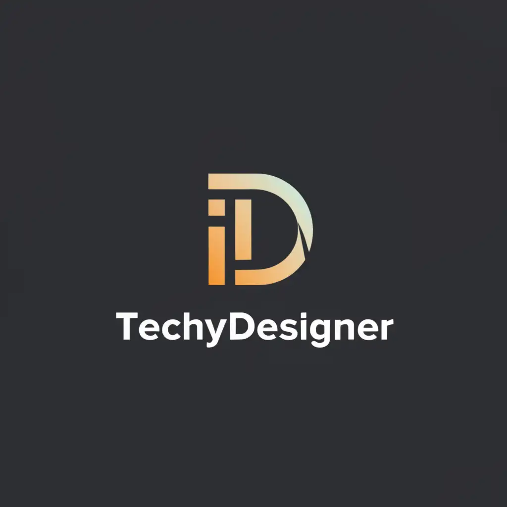 a logo design,with the text Techy Designer, main symbol:Techy in bold letter ,designer at bottom of it. D letter is at behind of it,Minimalistic,be used in Technology industry,clear background