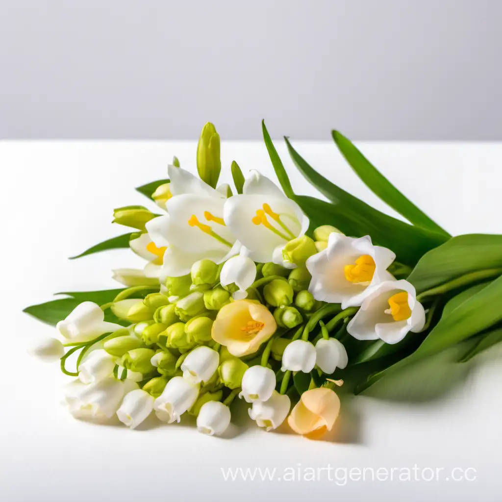 Colorful-Freesia-and-Lily-of-the-Valley-Arrangement-on-White-Background