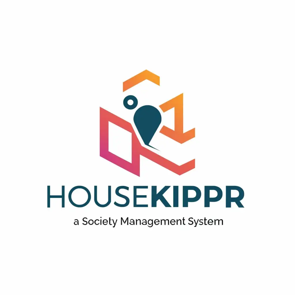 a logo design,with the text "housekippr", main symbol:society managment system which manages society , manages maintenance, security,Moderate,clear background