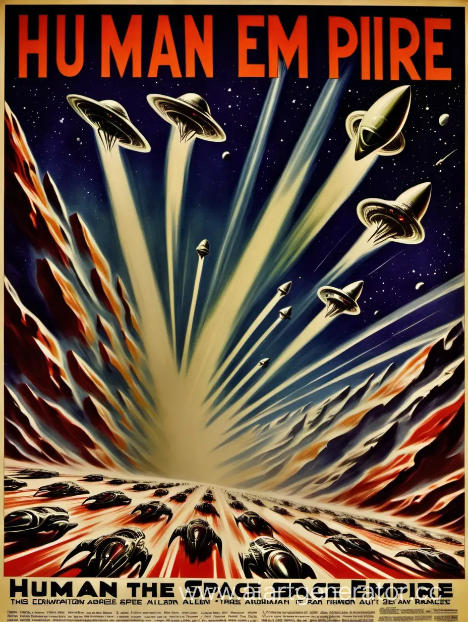 Пропагандистский плакат человеческой космической империи по борьбе с иноземными расами
