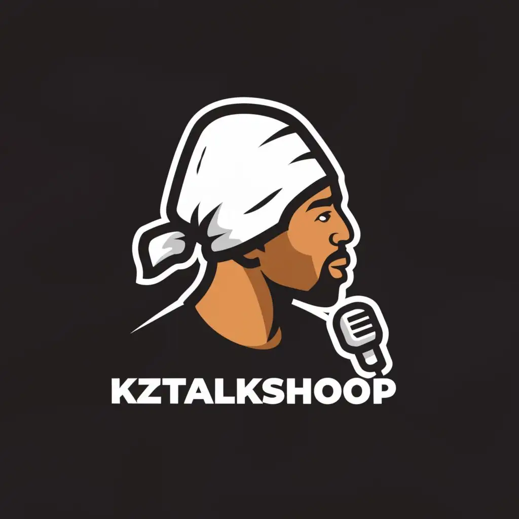 a logo design,with the text "KZTalksHoop", main symbol:durag talking in microphone,Minimalistic,be used in Sports Fitness industry,clear background
