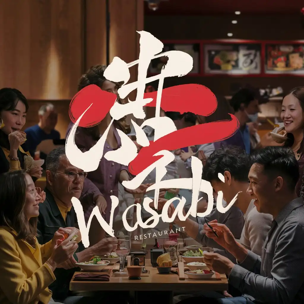 beautiful inscription WASABI sushi & people