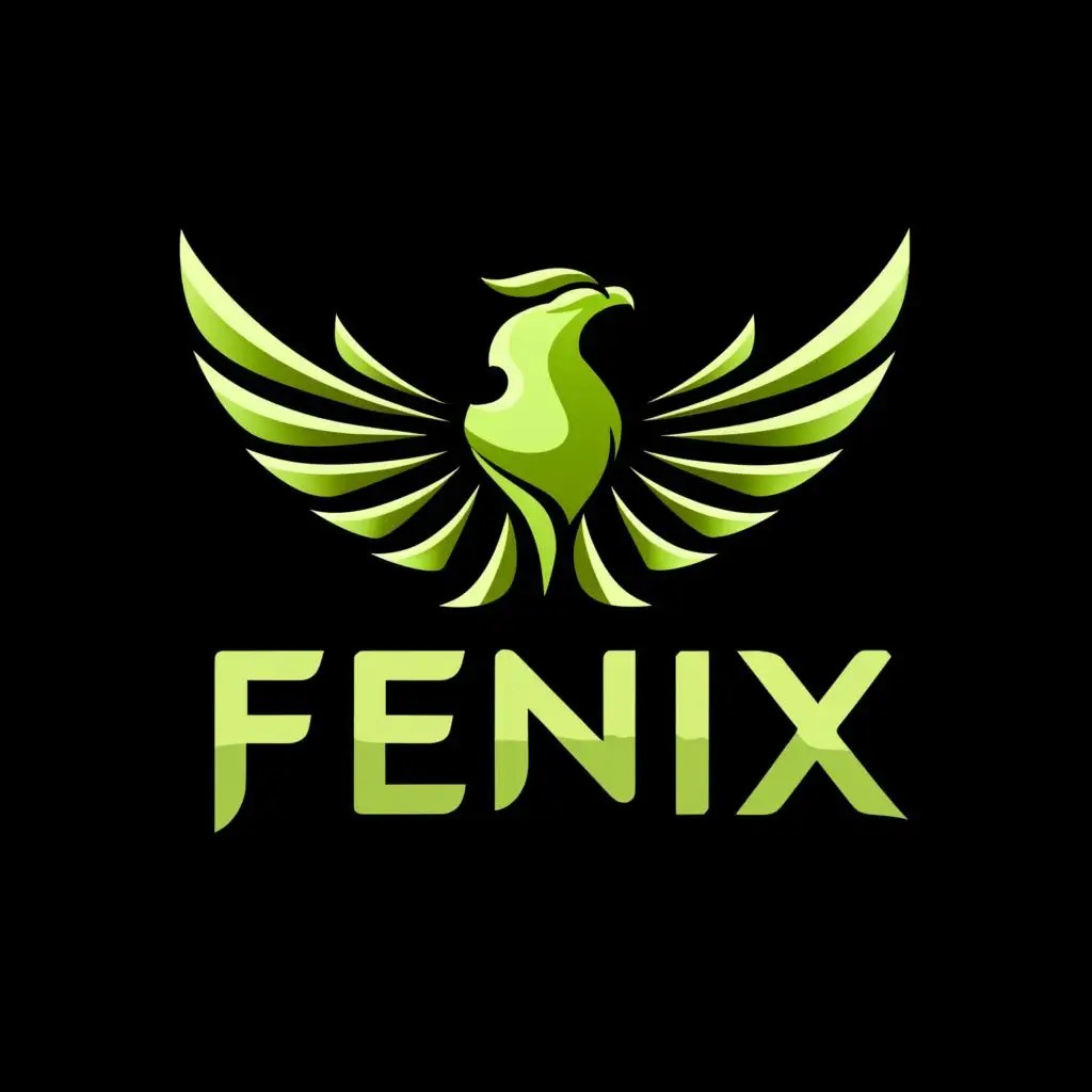 logo, A phoenix and a green apple, with the text "Fenix", typography, be used in Internet industry