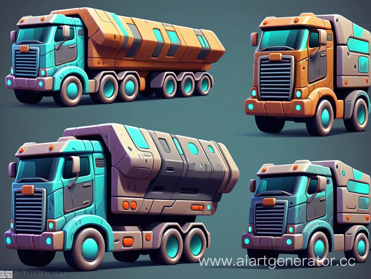 stylized sci fi truck hand paint textures