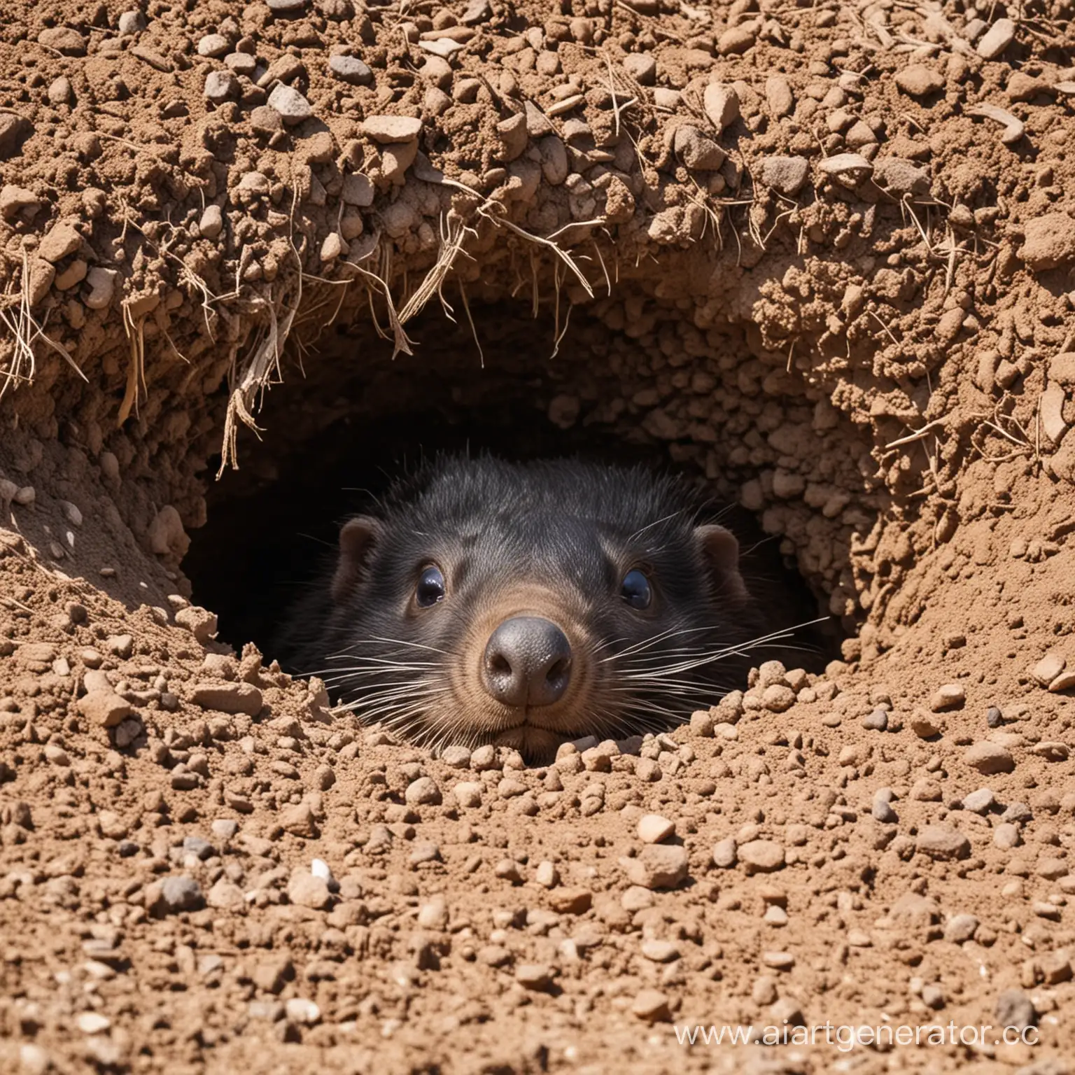 Curious-Mole-Peeking-Out-of-Its-Burrow