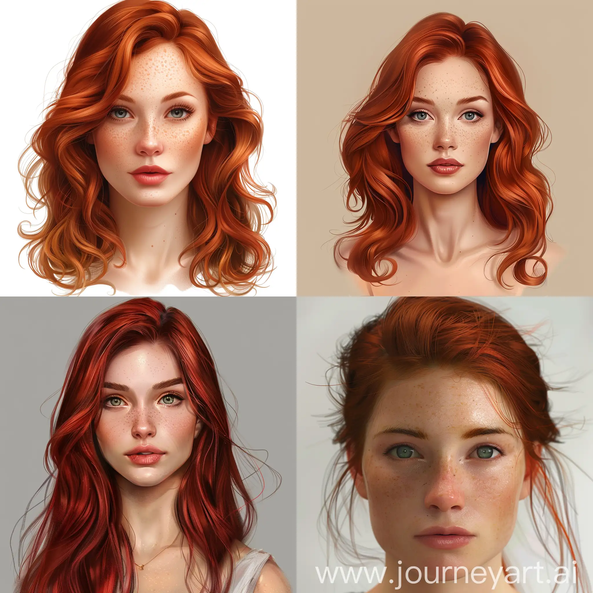 female face, red hair color, realistic