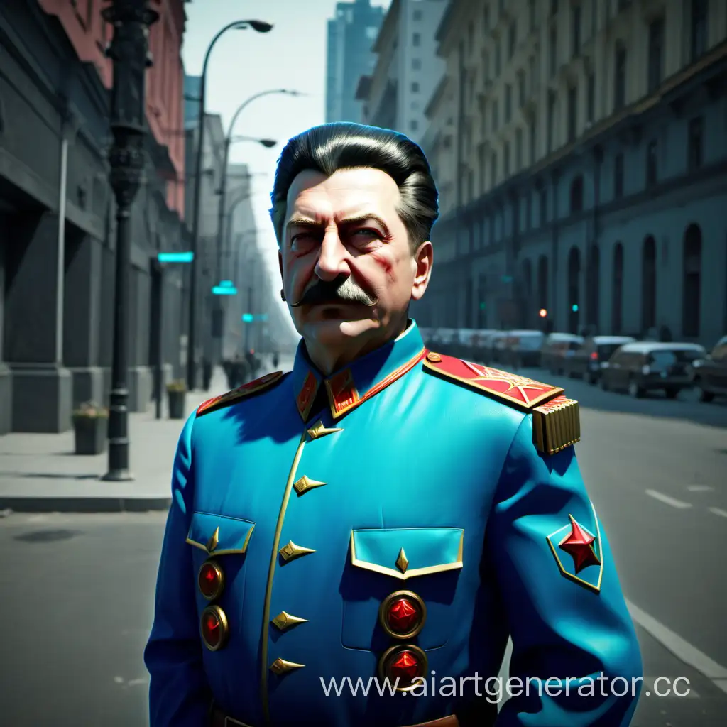 Сталин в синей одежде играет в ingress prime 
