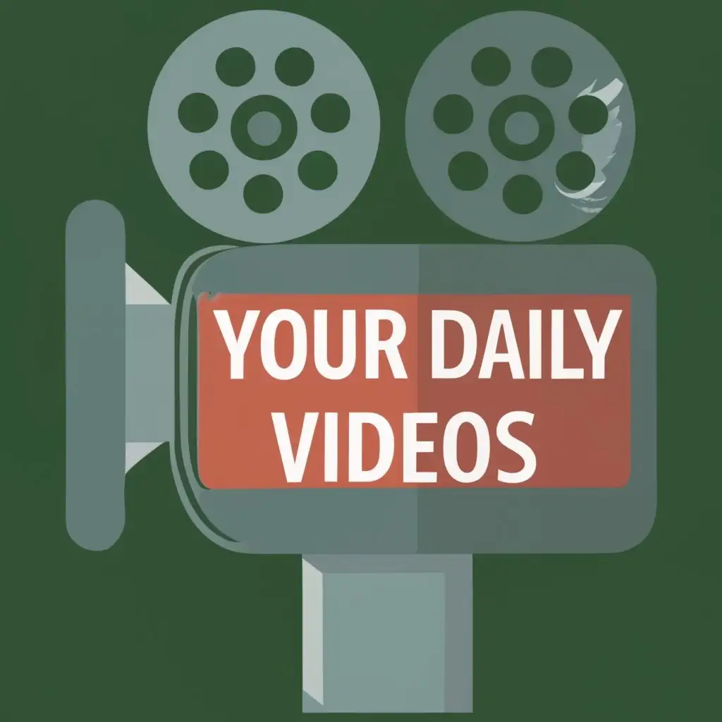 logo, videos, camera, with the text "your daily videos", typography