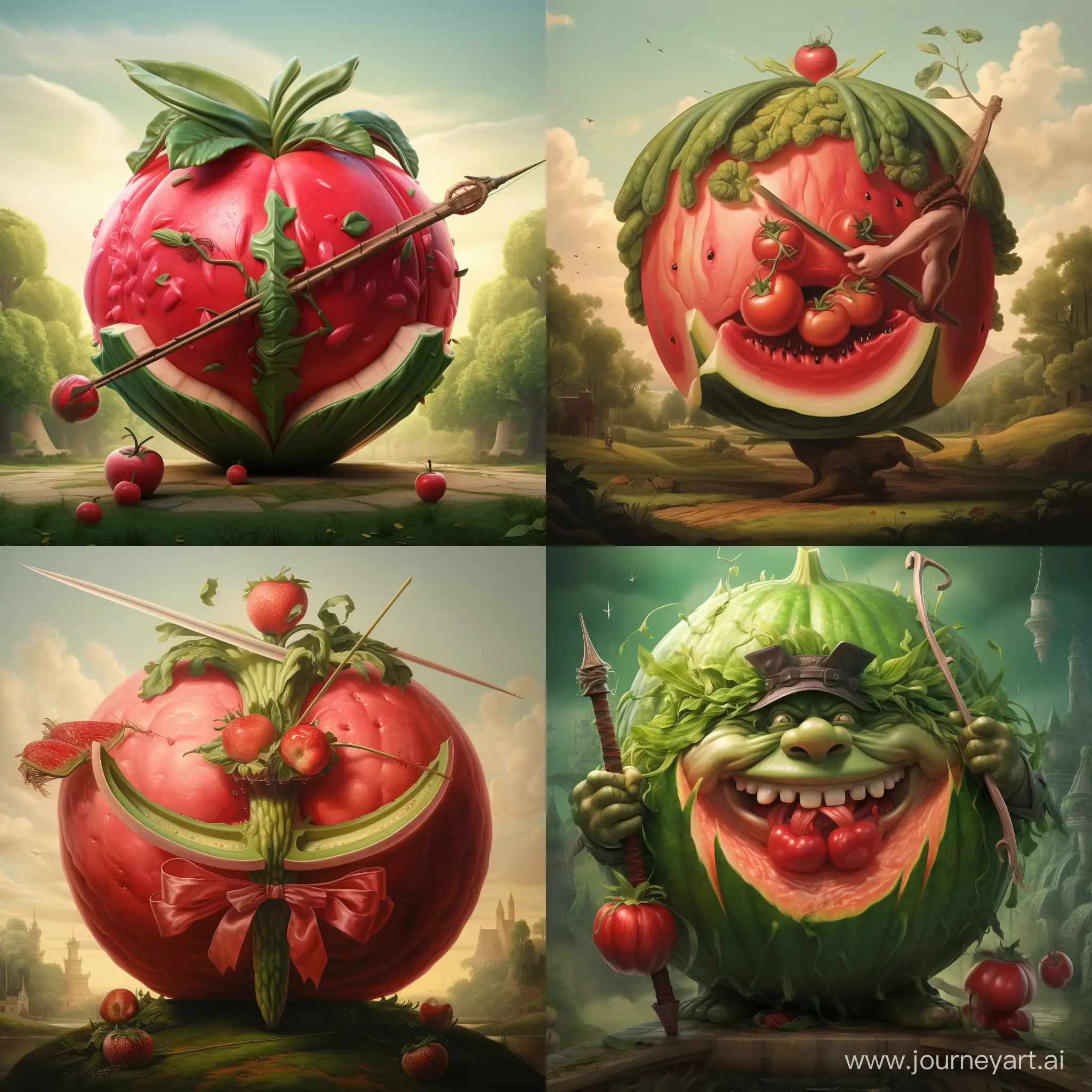 Mighty-Watermelon-Archer-with-Bow-and-Arrows-Unique-11-Artwork