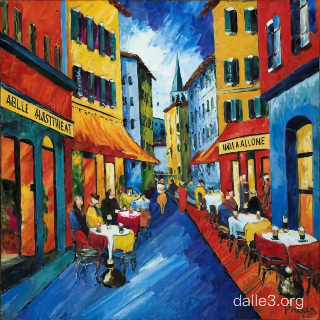 Vibrant Italian Street Scene PicassoInspired Cubist Painting | Dalle3 AI