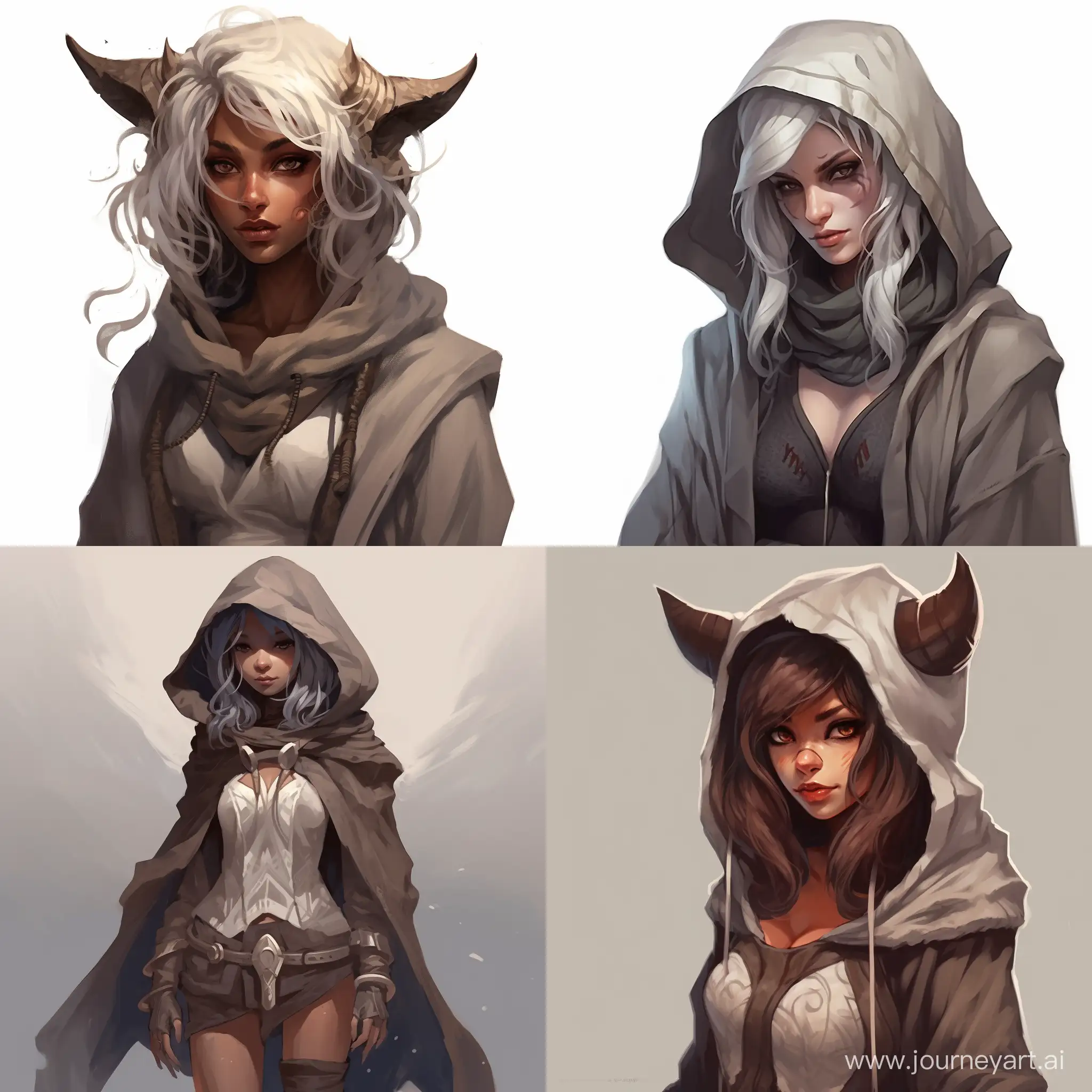 Enchanting-Tiefling-Female-Warlock-in-Gray-Robe-with-Horns