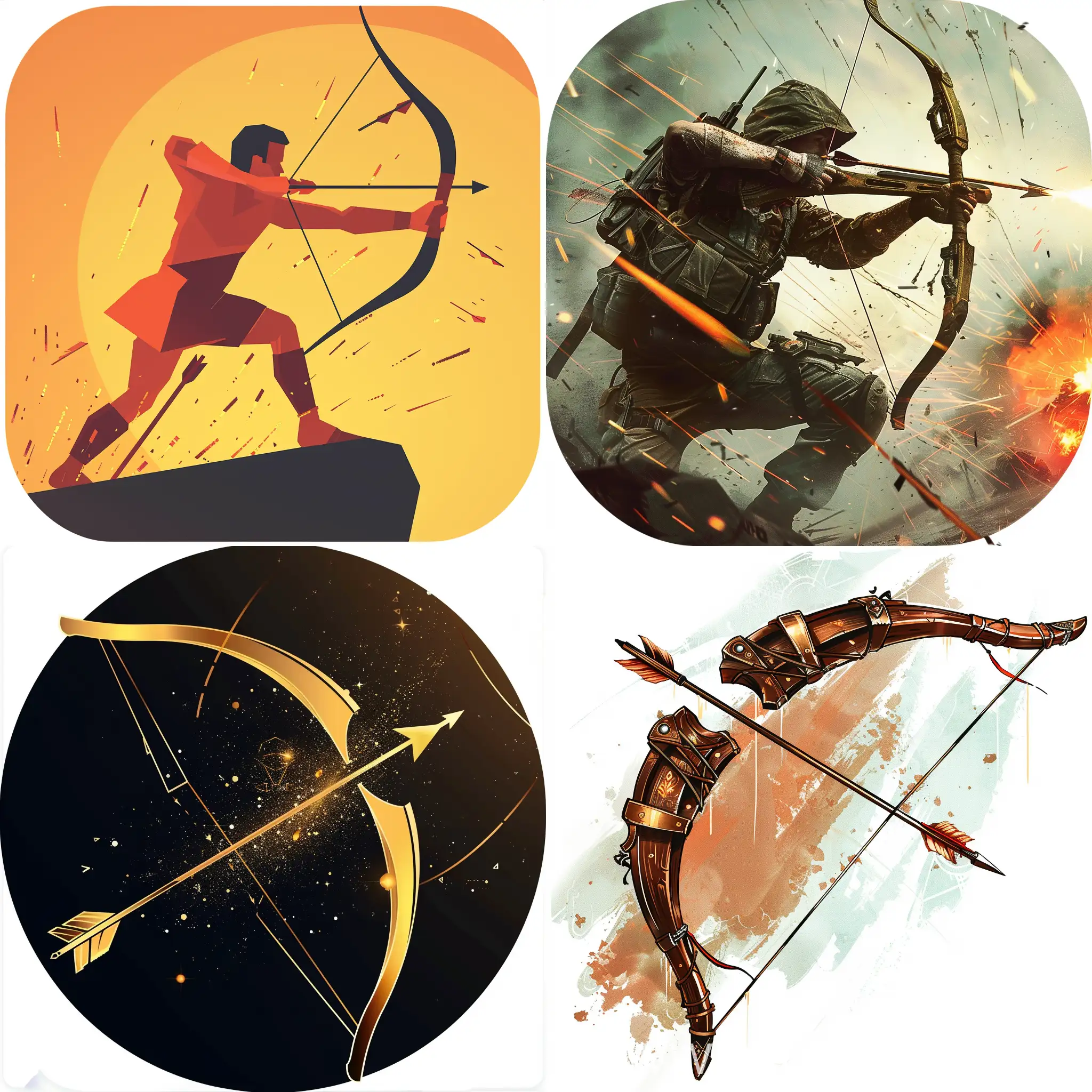 Dynamic-Bow-and-Arrow-Shot-Gaming-Icon-with-Powerful-Abilities