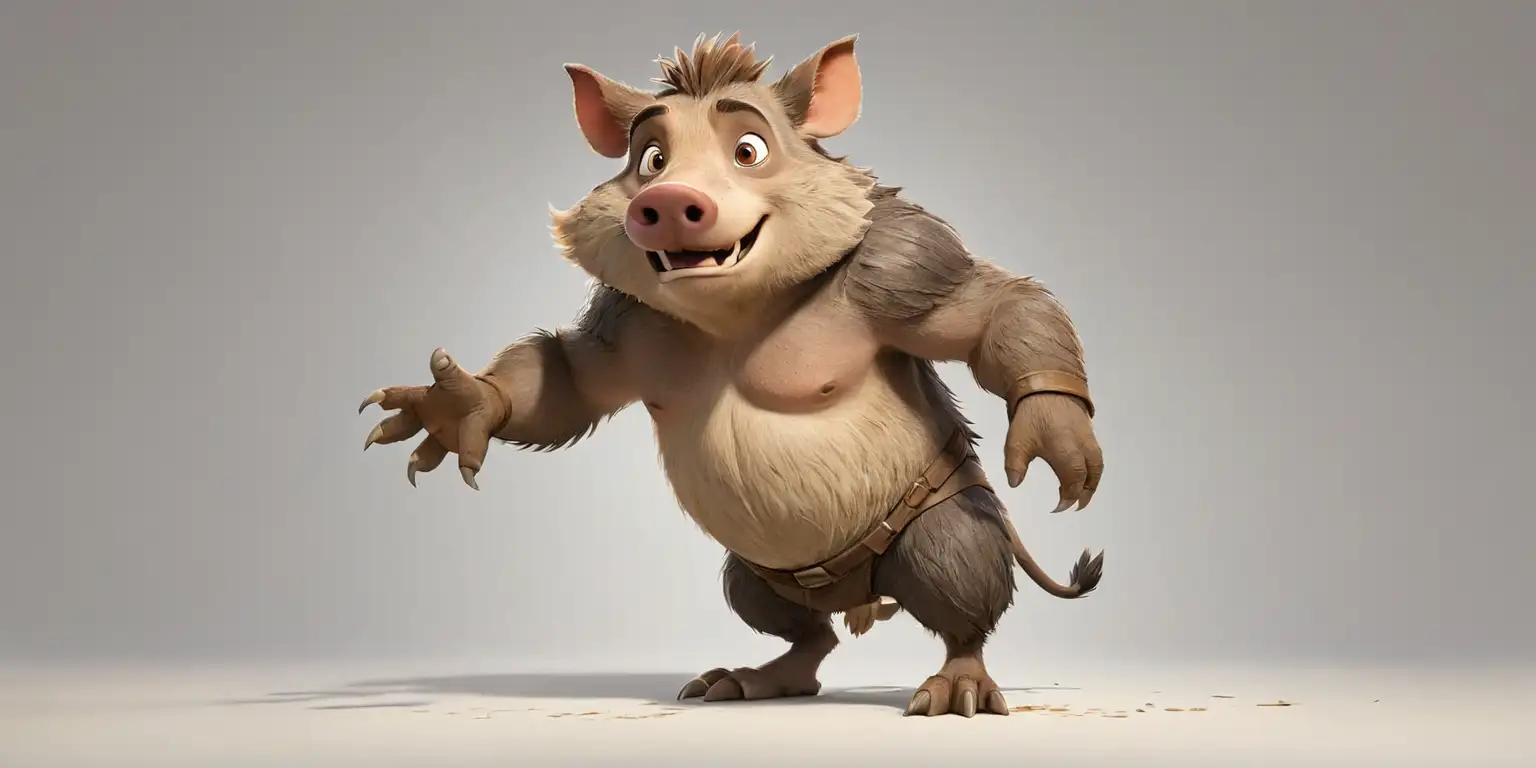 Upright Anthropomorphic Boar in Zootopia Style Concept Art