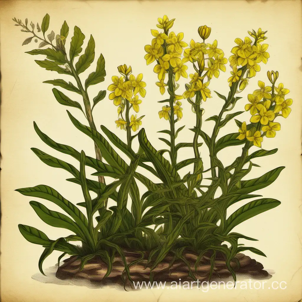 Snake root is a plant with green leaves and yellowish flowers used to create potion elixirs. 64x64.