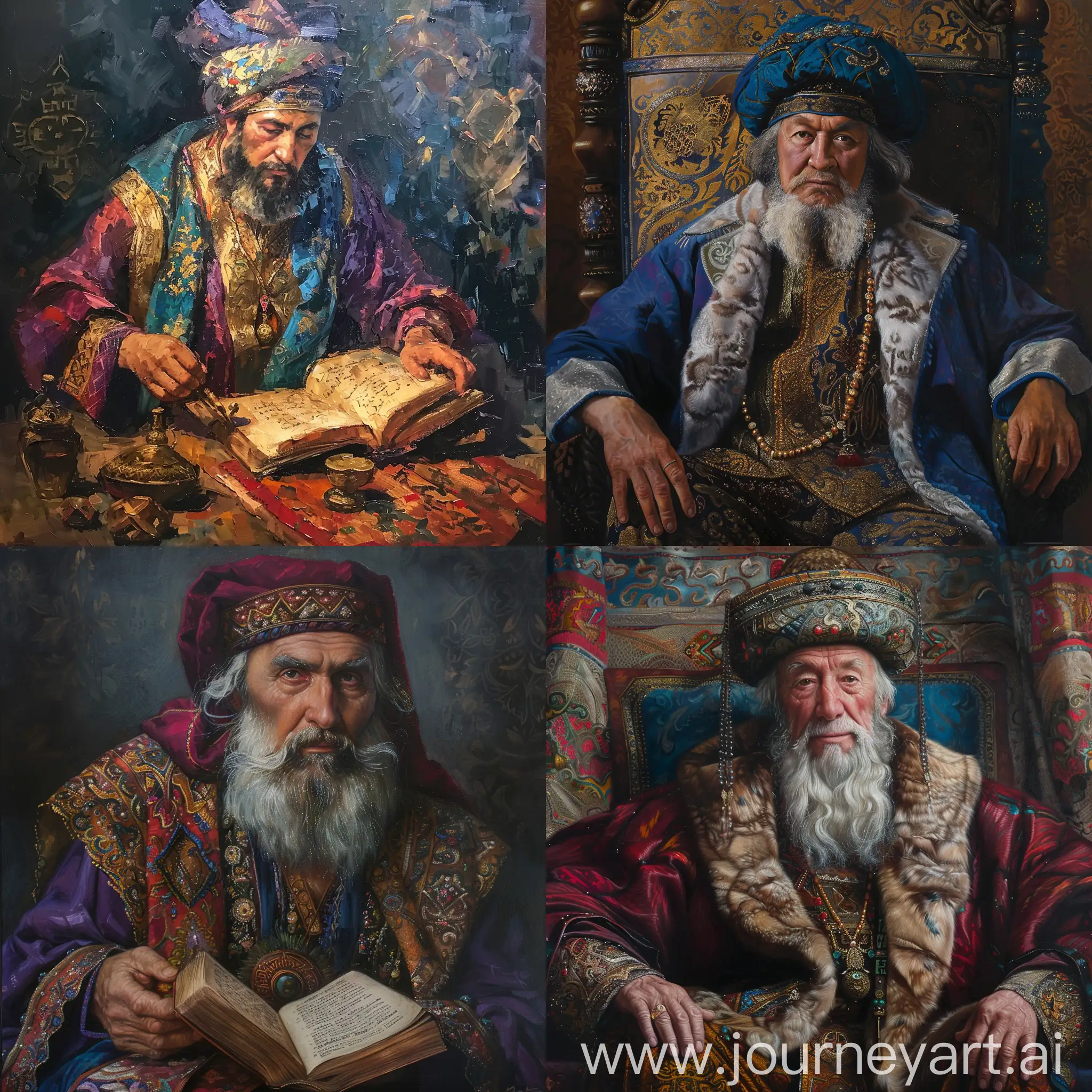 Kazakh sage became CEO and product manager, oil painting, renaissance style
