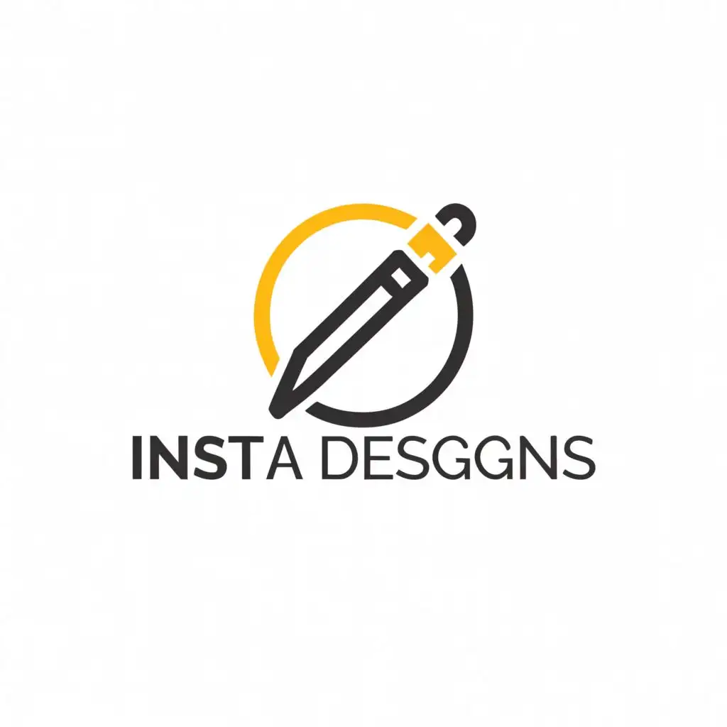 a logo design,with the text "InstaDesigns", main symbol:Please generate a simple and minimal logo. The logo should be unique and custom and Incorporate the company name 'InstaDesigns' prominently Consider incorporating design-related elements such as a pencil, brush, to convey the idea of creativity and design.,Minimalistic,clear background