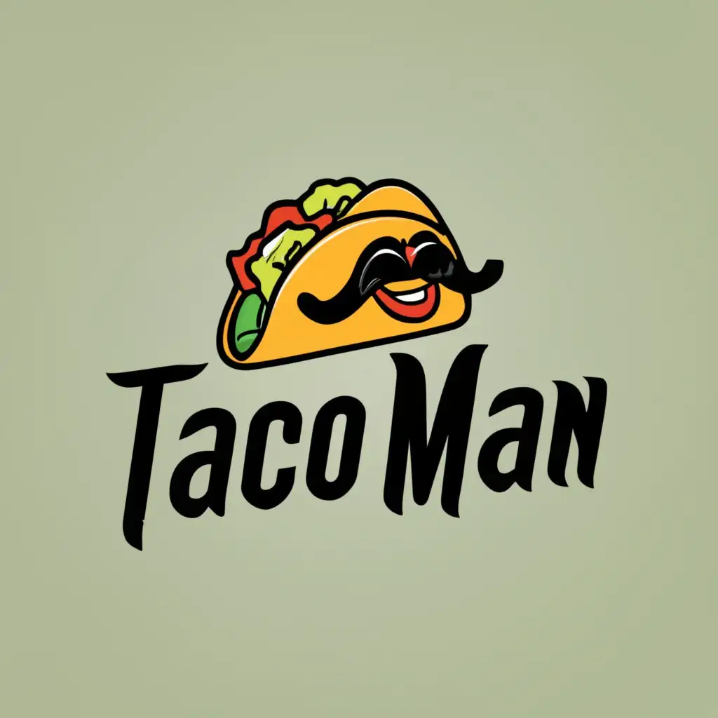 logo, Taco man, with the text "Taco man", typography