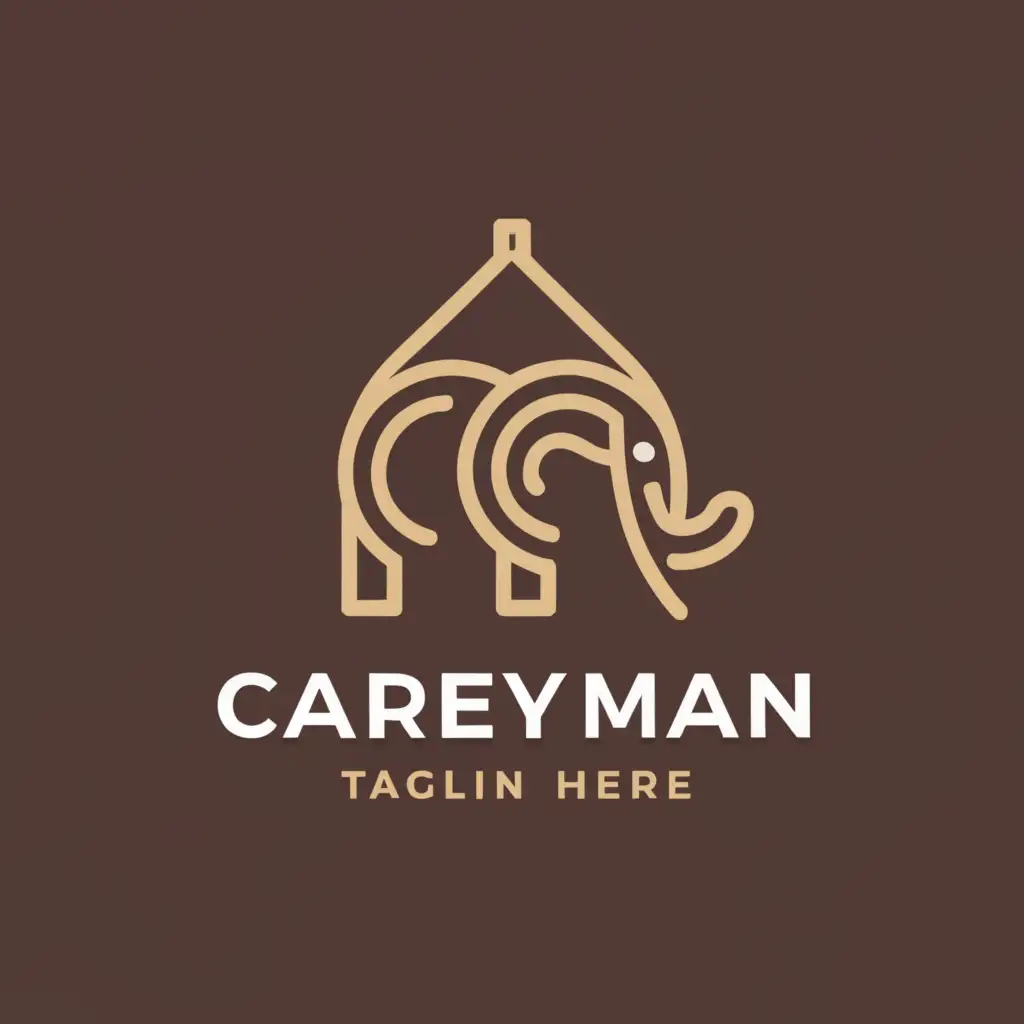 a logo design,with the text "Carney Man", main symbol:elephant's ear as C and M as tent,Moderate,clear background