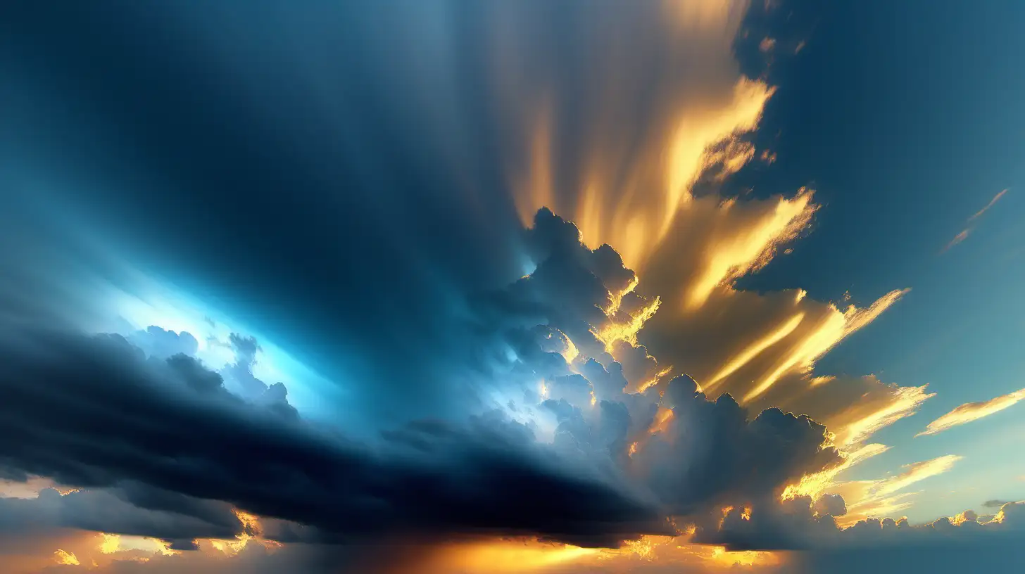 dramatic sky with golds and light blues