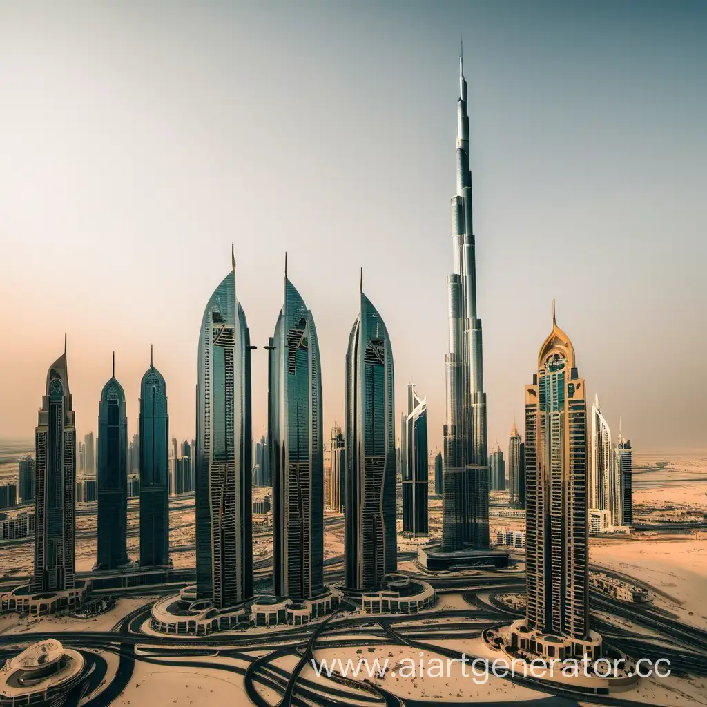 Modern-Skyscrapers-Illuminated-in-Dubais-Night-Sky