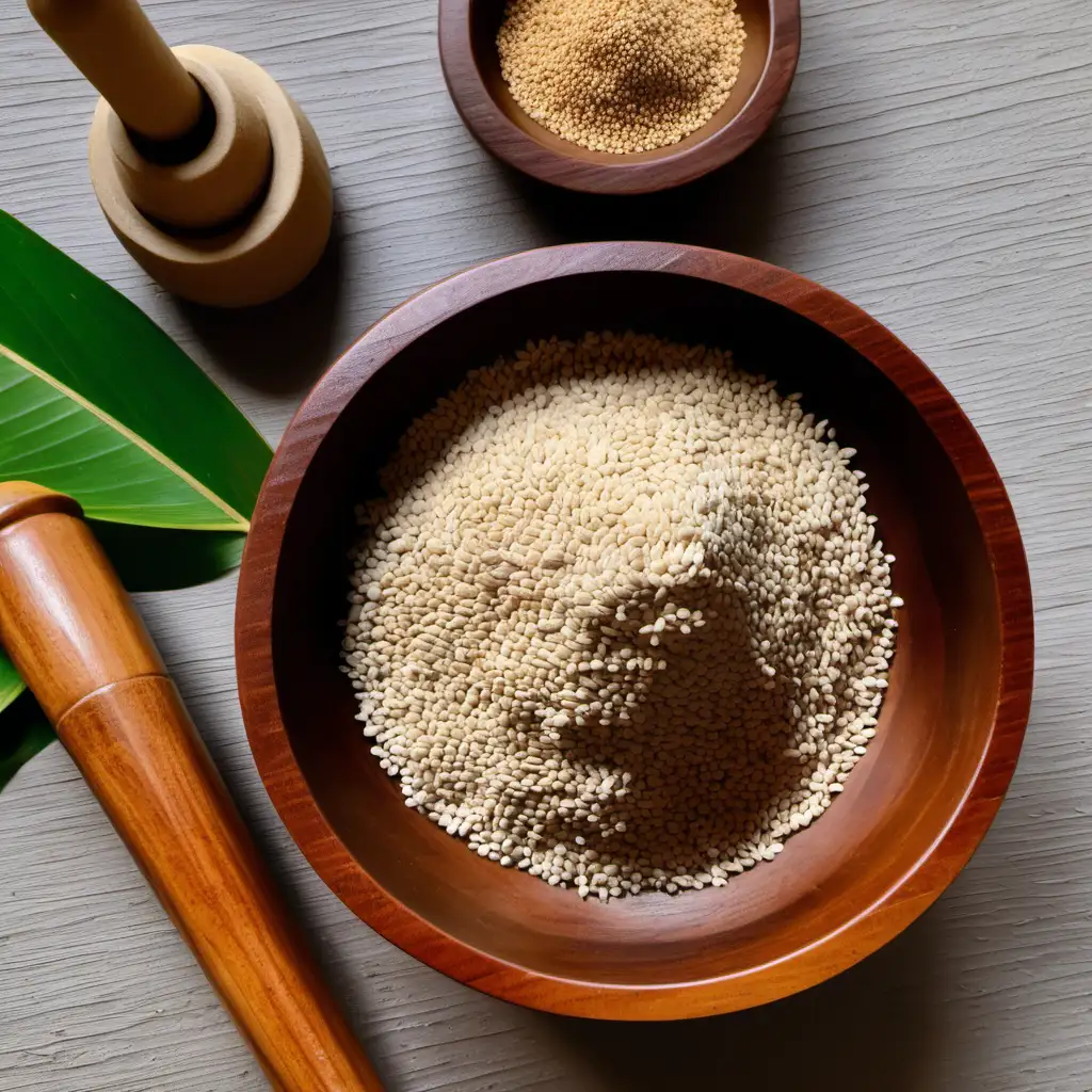 Traditional Ayurvedic Ingredients Sesame Seeds Til Beej Powder and Vedic Scriptures