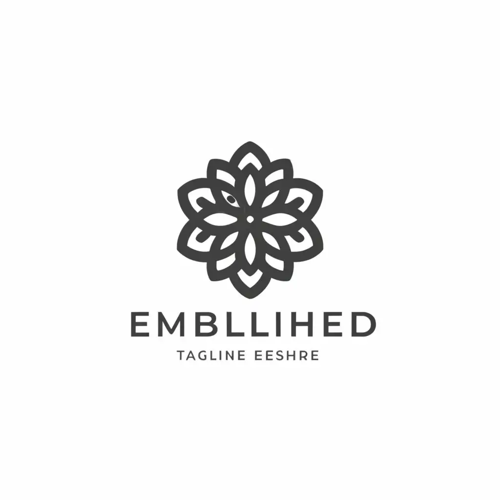 a logo design,with the text "EMBELLISHED", main symbol:FLOWER SIMPLE,Minimalistic,be used in Real Estate industry,clear background