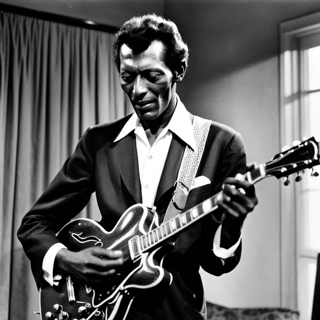 Energetic Young Chuck Berry Rocking the Guitar