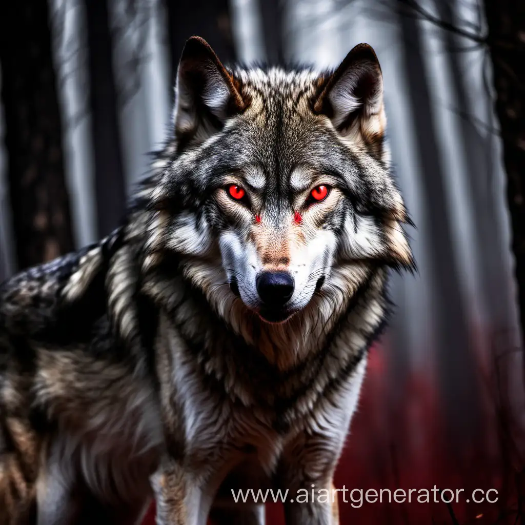 Одинокий волк одиночка с красными глазами