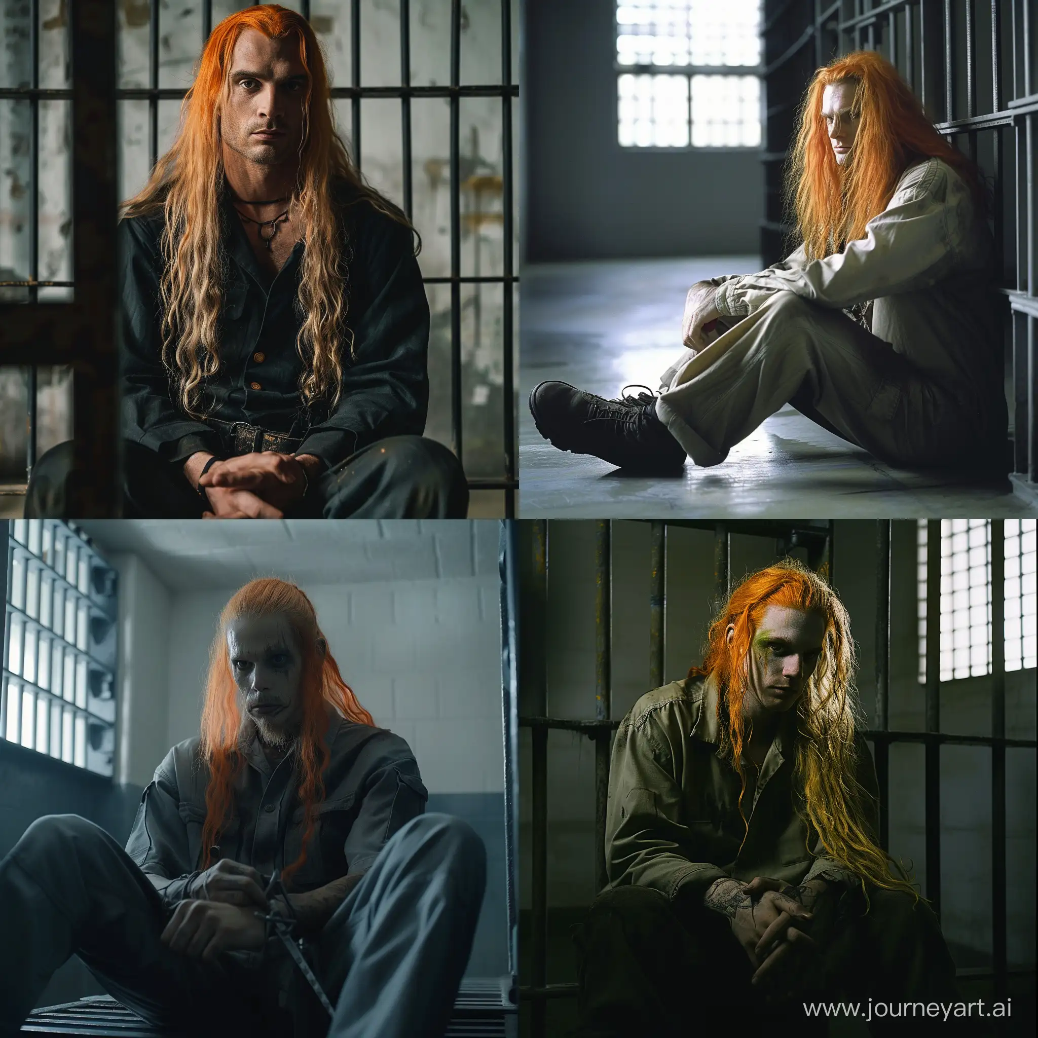 LongHaired-Man-Sitting-in-Prison-Cell-with-Orange-Jumpsuit