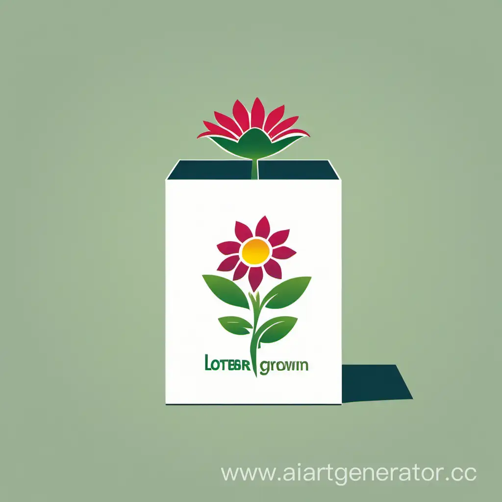 Логотип, коробка, цветок, цветок растущий из коробки