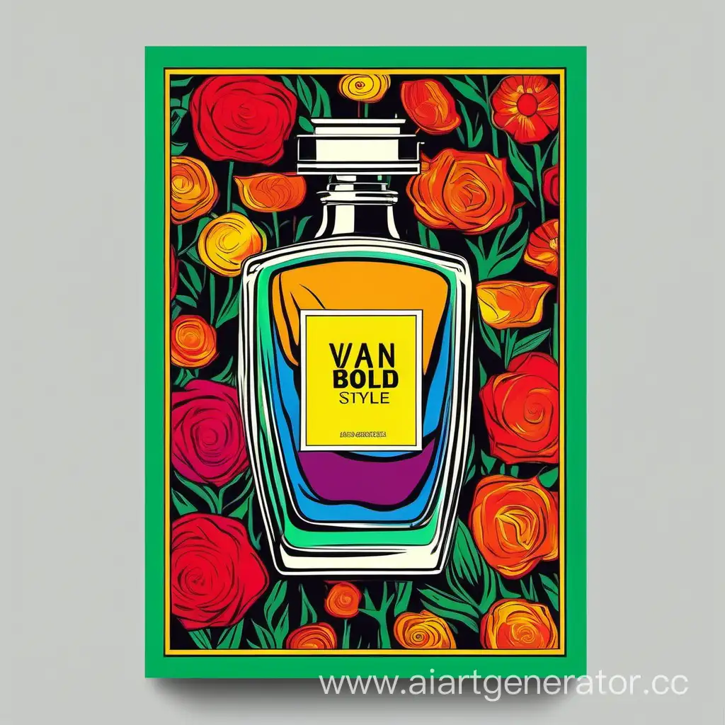  Van Gogh-style advertising poster, bold colors, perfume, advertising,