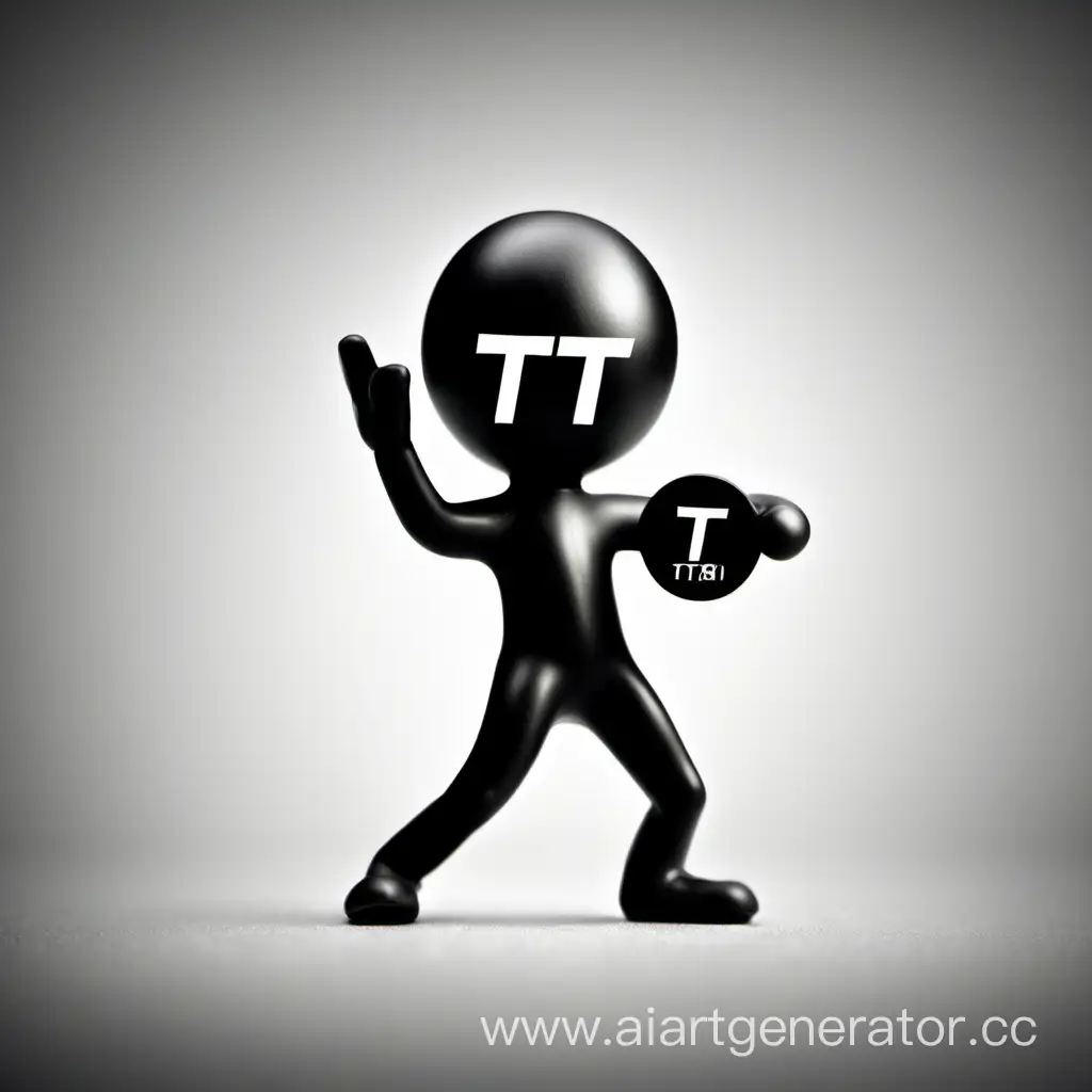 Маленький резиновый человек, который держит логотип ТТ-РТИ