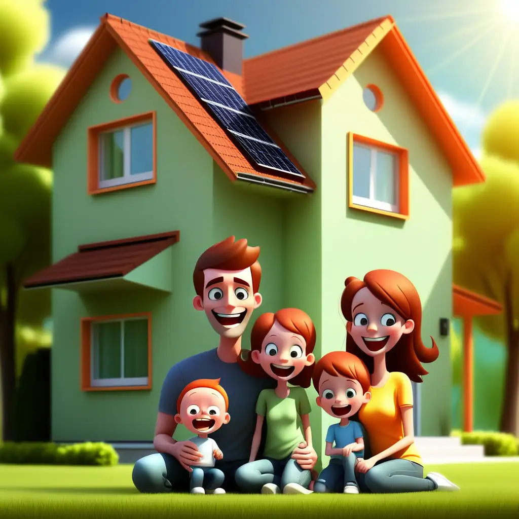 Happy Family in Energy Efficient House