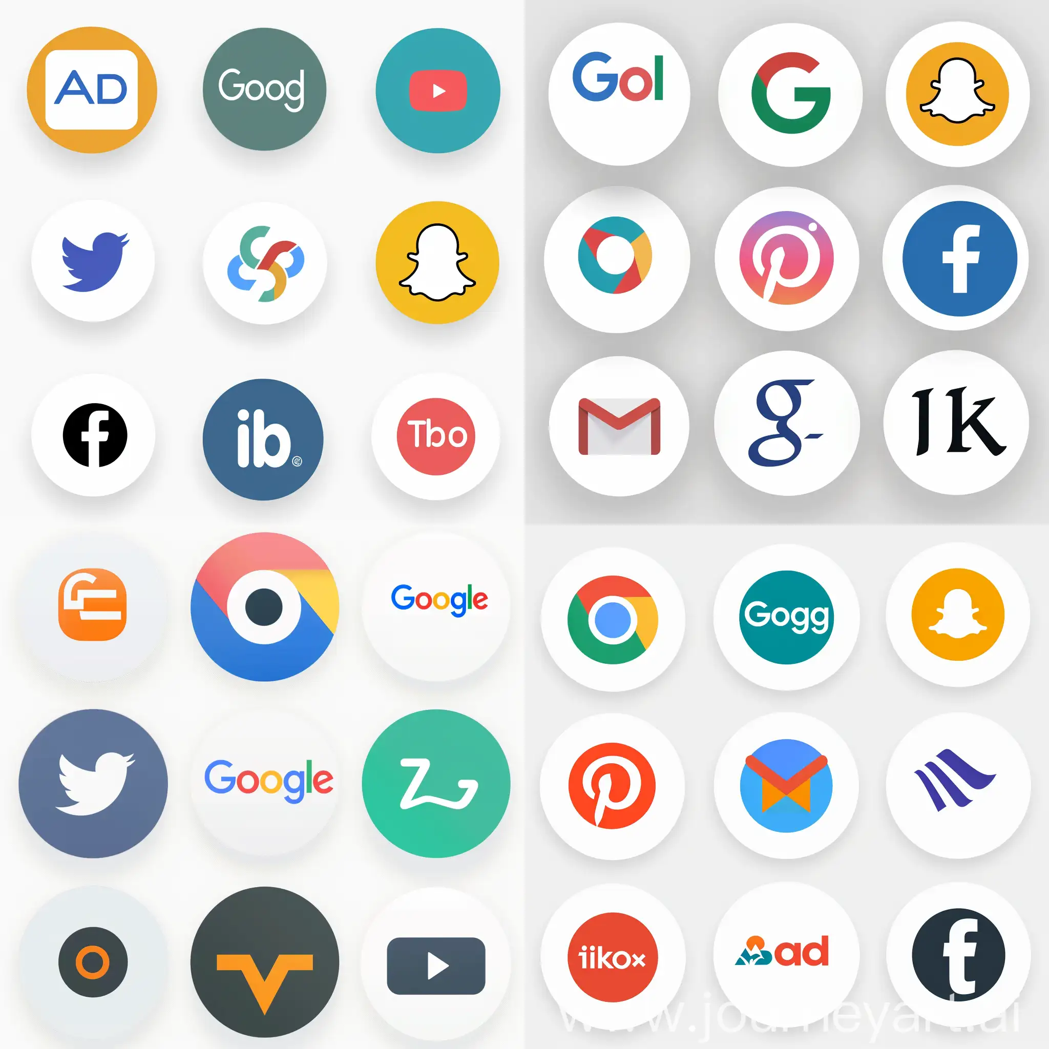 logos in circle from Google Ads, Meta, Instagram,tiktok, Google Analytics, 
