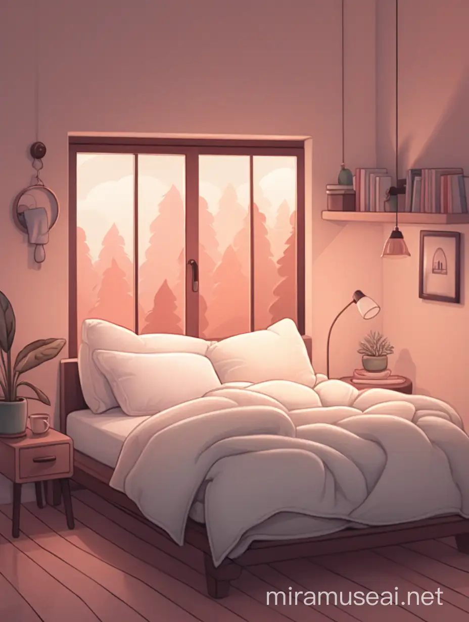 Cozy bed illustration
